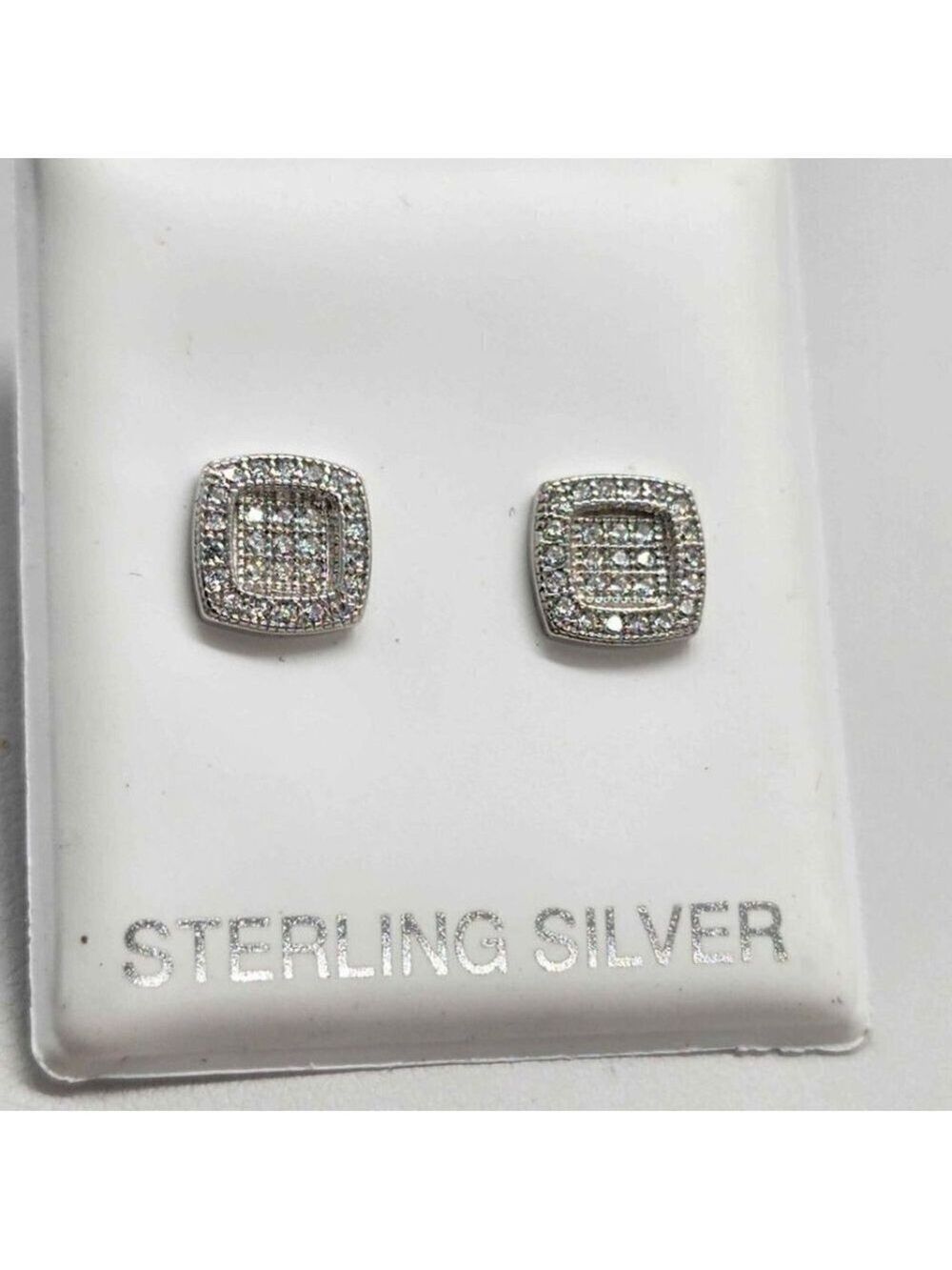 Brand New   Sterling Silver 925 Square  Design Earrings